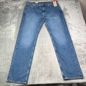 Levis 505 Jeans Men 38x34 Blue Straight Leg Medium Wash Western Cowboy Denim New